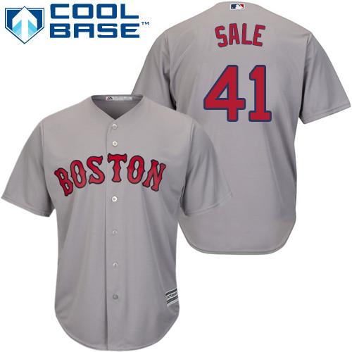 Red Sox #41 Chris Sale Grey Cool Base Stitched Youth MLB Jersey - Click Image to Close